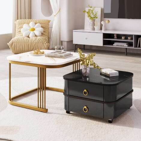 Tavolino Moderno, Tavolino Da Caffè, Tavolo Da Soggiorno, Con Piano Scorrevole 4 Cassetti Perfetto Per Soggiorni Eleganti 90x55x45 Cm 85559832