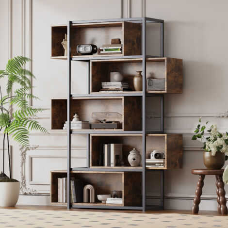 Scarpiera Organizer Ingiordar A 5 Ripiani In Metallo E Tessuto – Struttura Industriale Nero E Marrone Rustico Per Ingresso, Camera, Garage - 3