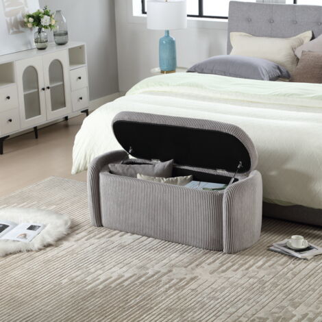 SONGMICS MAZIE Collezione - Cassapanca, Pouf Contenitore, Poggiapiedi Pieghevole da 38 x 110 x 38 cm, Ottomano, Portante 300 kg, per Soggiorno, Camera da Letto, Entrata, Grigio Chiaro LSF77G