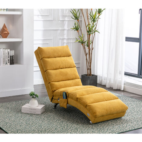 Poltrona, divani singoli, poltrona massaggiante elettrica, adatta per ufficio/soggiorno/camera da letto, lino, giallo