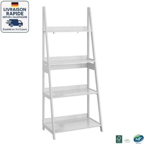 Mensola portaoggetti per WC con 4 ripiani, impermeabile, salvaspazio - 63 x 39 x 150 - Tipo scala, baricentro stabile - Vernice antiumidità - Bianco