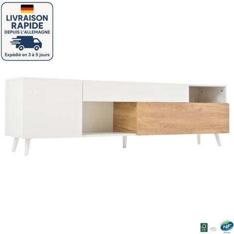 COSTWAY Mobile TV Per TV Fino A 60", Mobile Per TV Mobile Porta TV Mobiletto Tv Con Fori Per Cavi E Ripiano Regolabile Per Soggiorno Camera Da Letto 150 X 39 X 56 Cm Vintage Noce 58938385