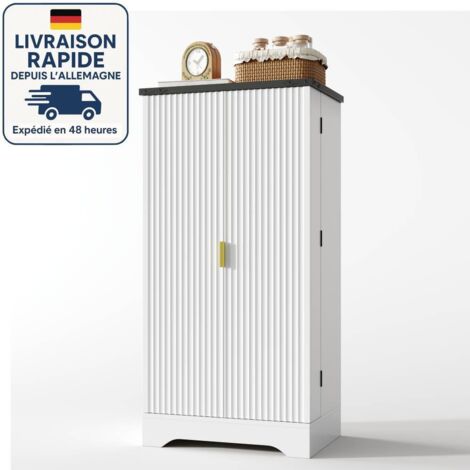 Mobile da cucina con 14 ripiani, credenza a 5 ripiani, unità di stoccaggio con dispositivo antiribaltamento, bianco