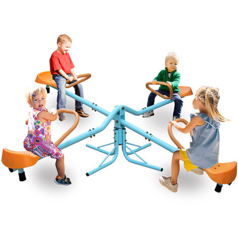 Altalena per bambini da esterno a 4 posti (182,88 cm), antiscivolo, blu/arancione