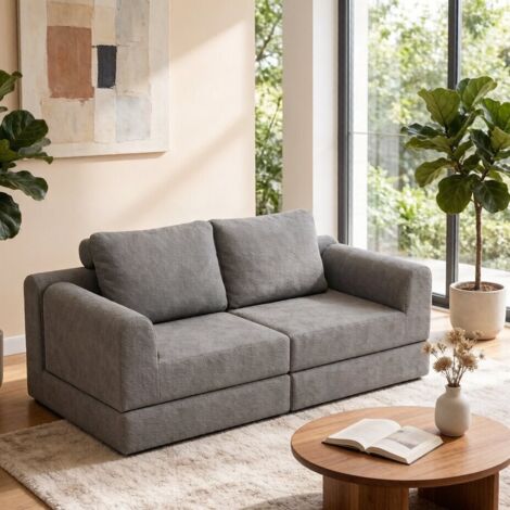Chaise longue trasformabile - Divano letto singolo pieghevole, poltrona componibile e chaise longue, flanella grigia