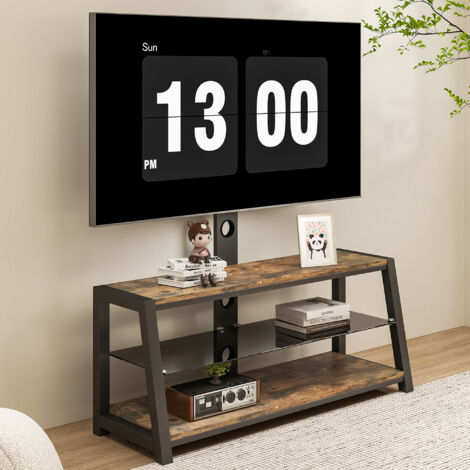 Supporto TV H125 x L116 x P42 cm, supporto TV girevole per TV da 32 a 65 pollici, altezza regolabile, gestione dei cavi, MDF marrone