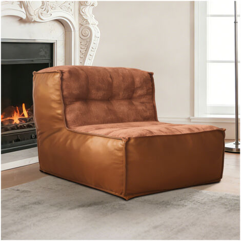 Poltrona ergonomica monoposto con tavolino laterale integrato, schienale scultoreo, flanella marrone.