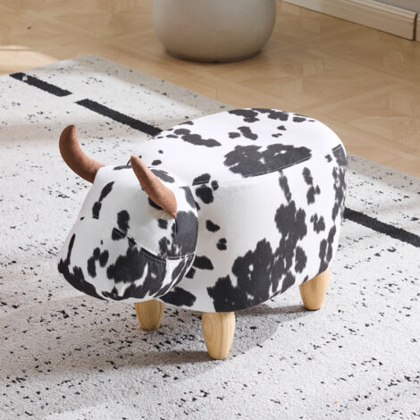 Sgabello 62x35x36 cm per animali domestici e ingresso, antiscivolo, gambe in legno, bianco e nero (1/5)