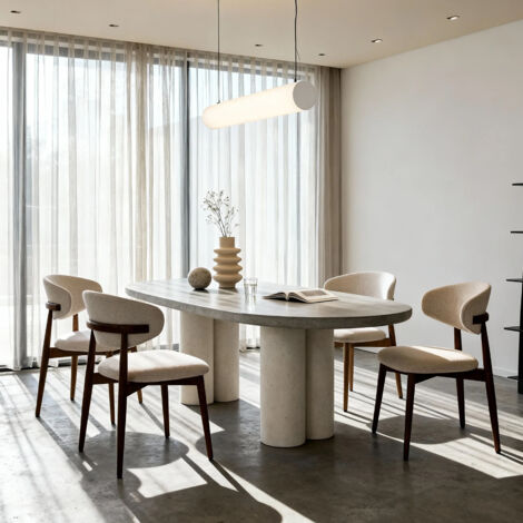 Set di 2 sedie con schienale con supporto lombare e piedini regolabili, ideali per sala da pranzo o ufficio, in legno di caucciù/noce.