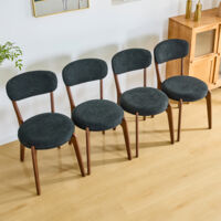 Set di 4 comode sedie da pranzo, 55,5x48,5x84 cm, struttura in metallo, rivestimento in lino, stile moderno - nero