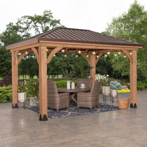 Backyard Discovery Barrington Cedar Wood Patio Gazebo 4.3m x 3m (14ft x 10ft)