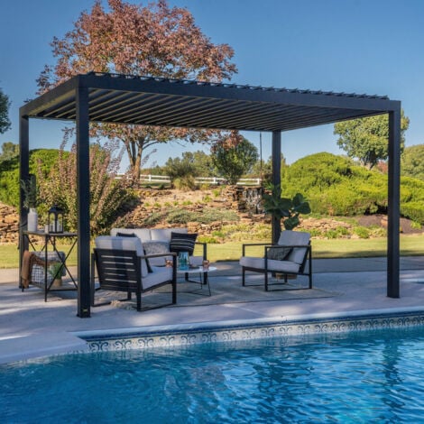 Backyard Discovery Sarasota Steel Outdoor Garden Pergola 4.3m x 3m (14ft x 10ft)