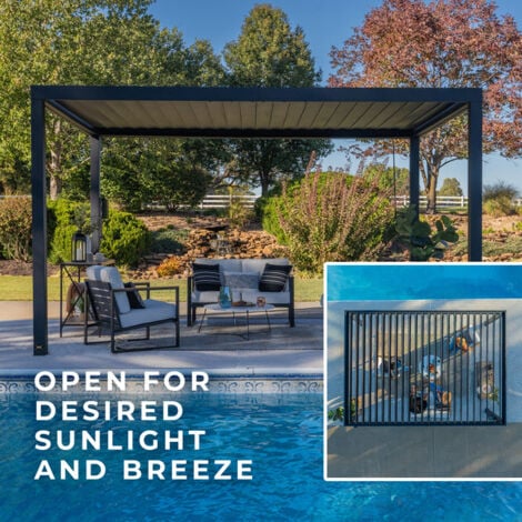 Backyard Discovery Sarasota Steel Outdoor Garden Pergola 4.3m x 3m (14ft x 10ft)