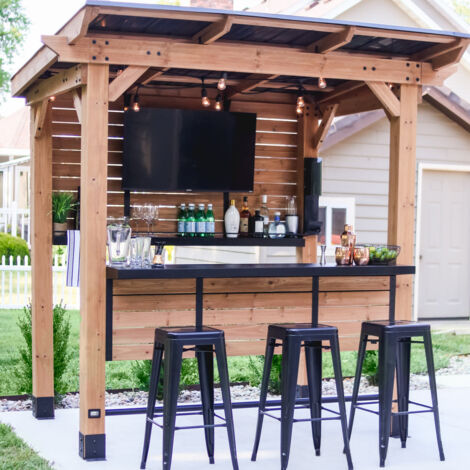Backyard Discovery Cedar Springs Outdoor Garden Bar Complete with Powerport