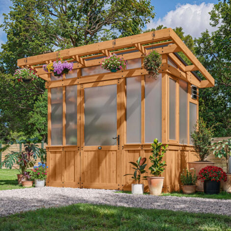 Backyard Discovery Poppy Cedar Wood Greenhouse with Pergola Front 2.7m x 1.7m (9ft x 6ft) (1/5)