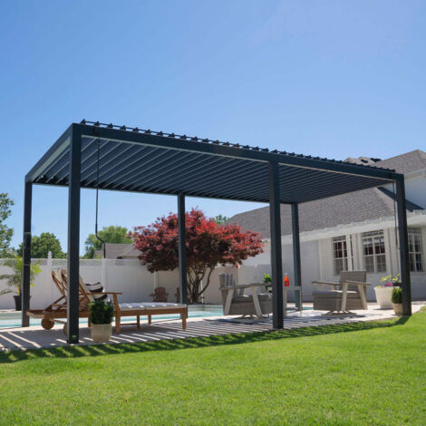 Backyard Discovery Sarasota Louvered Steel Outdoor Patio Pergola with Powerport 6m x 3m (20ft x 10ft)