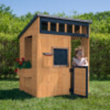 Backyard Discovery Caraway Cottage Cedar Wooden Garden Playhouse Brown with Kitchen Accessories