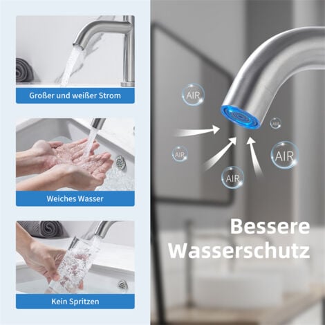 DETBOM Wasserhahn Bad Einhebelmischer Waschbecken Warm und Kaltwasserhähne Badezimmer Waschtischarmatur aus Edelstahl Klassischer Gebürsteter Waschtischhahn