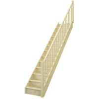 Escaleras rectas de madera de pino BUDGET+ – Escaleras con contrahuellas y barandilla – 80 cm de ancho – para altura 280 cm