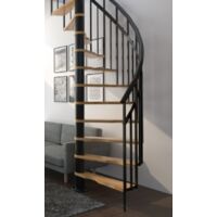 HandyStairs scala a chiocciola "Siena" Ø 145 cm - Girando a sinistra - Altezza 273 cm - 12 gradini in faggio - Nero