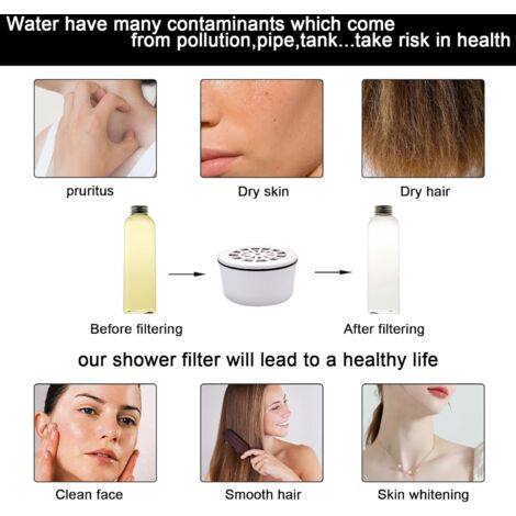 Filtro De Ducha Con 6 Recambios: Elimina Cal Y Cloro - Mejora Tu Piel Y Cabello, Fácil De Instalar