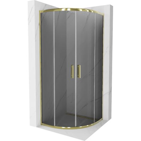 Mexen Rio halbrunde Duschkabine 90 x 90 cm, Graphit, Gold - 863-090-090-50-40