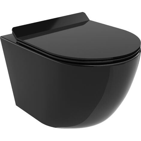 Mexen Lena WC-Schüssel Randlos mit slim Sitz und Absenk-Automatik, duroplast, Schwarz - 30224070