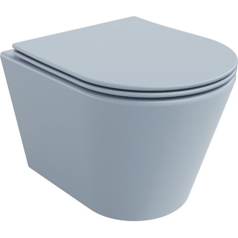 Mexen Rico WC-Schüssel Randlos mit slim Sitz und Absenk-Automatik, duroplast, Blau/Grau matt - 30724
