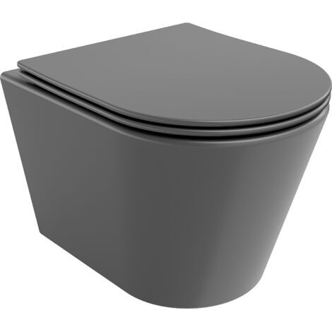 Mexen Rico WC-Schüssel Randlos mit slim Sitz und Absenk-Automatik, duroplast, Dunkelgrau matt - 3072