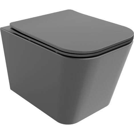 Mexen Teo WC-Schüssel Randlos mit slim Sitz und Absenk-Automatik, duroplast, Dunkelgrau matt - 30854