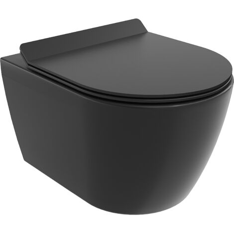 Mexen Carmen WC-Schüssel Randlos mit slim Sitz und Absenk-Automatik, duroplast, Schwarz matt - 30880