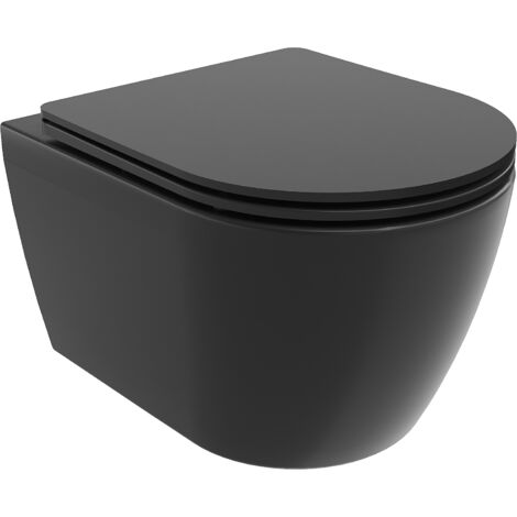 Mexen Carmen WC-Schüssel Randlos mit slim Sitz und Absenk-Automatik, duroplast, Schwarz matt - 30881
