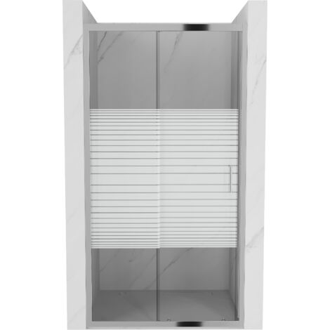 Mexen Apia ausziehbare Duschtür 150 cm, Gestreift, Chrom - 845-150-000-01-20