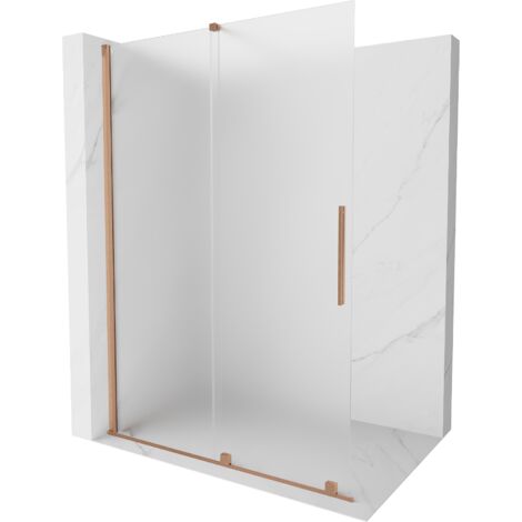 Mexen Velar Duschwand Schiebetür Walk-in 140 x 200 cm, satiniert 8 mm, gebürstetes Messing - 871-140