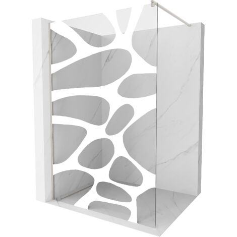 Mexen Kioto Duschwand Walk-in 120 x 200 cm, weißes Muster 8 mm, gebürstetes Nickel - 800-120-101-97-
