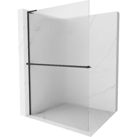 Mexen Kioto+ L Duschwand mit einfacher Ablage Walk-in 90 x 200 cm, matt schwarz - 800-090-123-70-09 (1/5)
