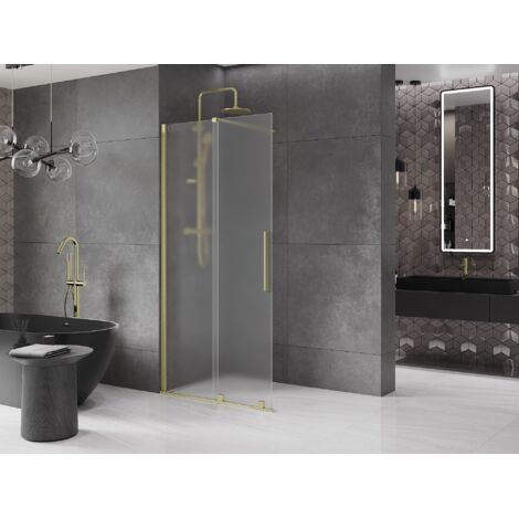Sattie Duschwand AQUOS-Frost, 10 Mm Stark, 160 X 200 Cm, Satiniert & Verchromt – Mit Easy-Clean Beschichtung