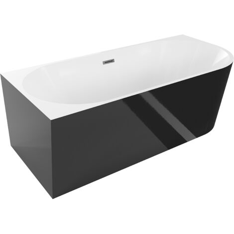 Mexen Mia freistehende linke Ecke Badewanne 180 x 80 cm, weiß/schwarz, Gun Metal Ablass - 5269180807