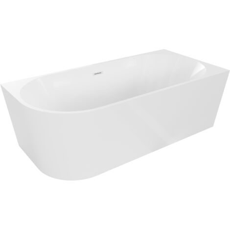 Mexen Mia Badewanne freistehend rechteckig 160 x 75 cm, weiß, Überlauf weiß - 52691607500P-20