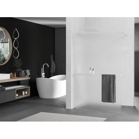 Sattie Duschwand AQUOS-Frost, 10 Mm Stark, 160 X 200 Cm, Satiniert & Verchromt – Mit Easy-Clean Beschichtung
