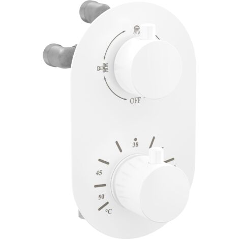 Mexen Kai Thermostat-Wannen-/Duschbatterie mit 3 Ausgängen, Weiß - 77602-20