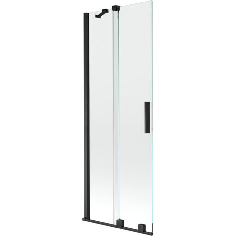 Mexen Velar 2-Flügel-Badewannenwand Regulierbare 70 x 150 cm, transparent, Schwarz - 896-070-000-01-