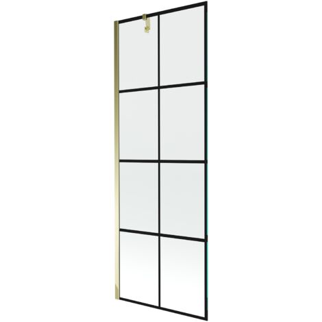 Mexen Next 1-Flügel-Badewannenwand 70 x 150 cm, Schwarzes Design, Gold - 895-070-000-00-77-50