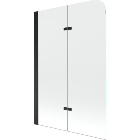 Mexen Felix 2-Flügel-Badewannenwand 80 x 140 cm, Transparent, Schwarz - 890-080-002-70-00