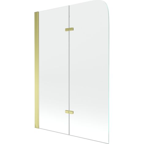 Mexen Felix 2-Flügel-Badewannenwand 100 x 140 cm, Transparent, Gold - 890-100-002-50-00