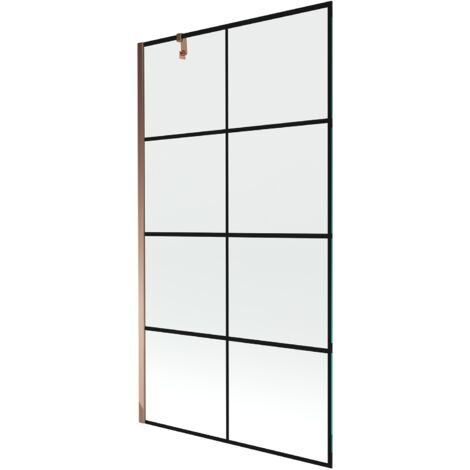 Mexen Next 1-Flügel-Badewannenwand 100 x 150 cm, Schwarzes Design, Rosa Gold - 895-100-000-00-77-60