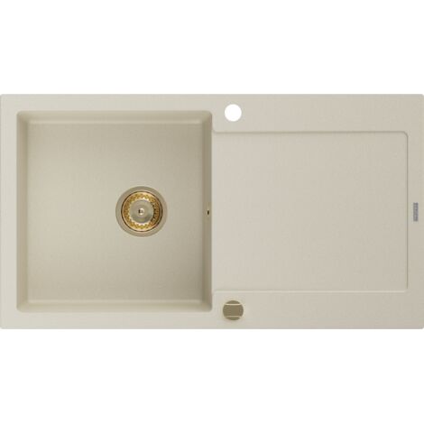Mexen Leo Granitspüle mit einem Becken und einer Abtropffläche 900 x 500 mm, Beige, Siphon Gold - 6501901010-69-G