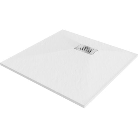 Mexen Hugo quadratische Duschwanne SMC 80 x 80 cm, weiß, Inox-Rahmen - 42108080-X (1/5)