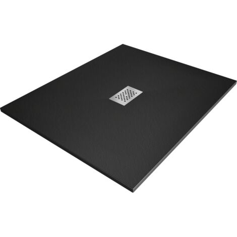 Mexen Hugo Rechteck-Duschbecken SMC 140 x 100 cm, schwarz, Edelstahlblende - 42701014-X (1/5)