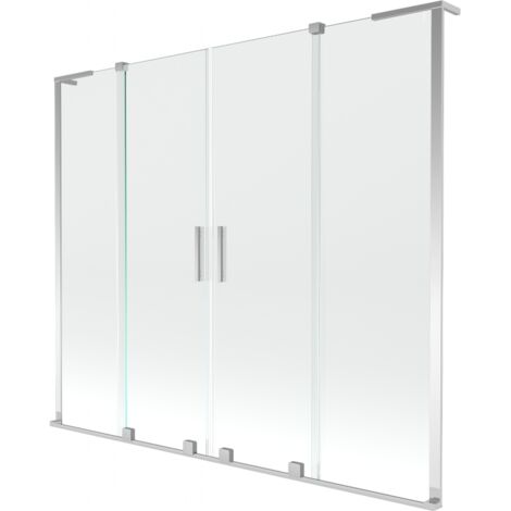 Mexen Velar L Duo Badewannenwand 2-flügelig verschiebbar 180 x 150 cm, transparent, chrom - 896-180-003-02-01 (1/2)